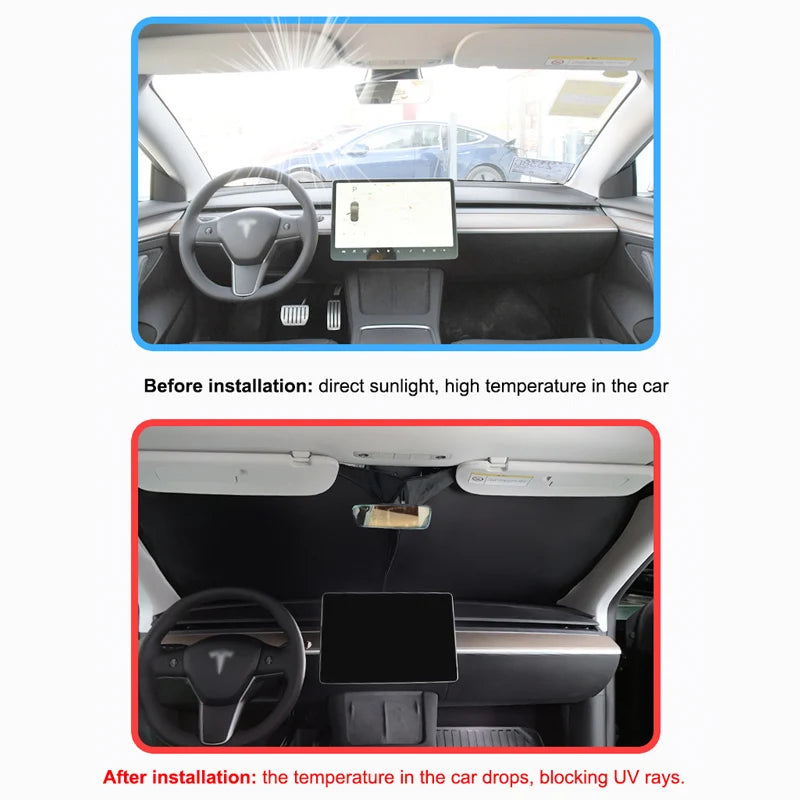 Tesla Model Y 2024 Window Sunshade - Privacy Front & Rear Side Window Shield Cover with UV Protection for Camping & Travel