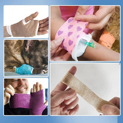 Self-Adhering Elastic Bandage Wrap - 5PCS Cohesive First Aid & Sports Support Wraps
