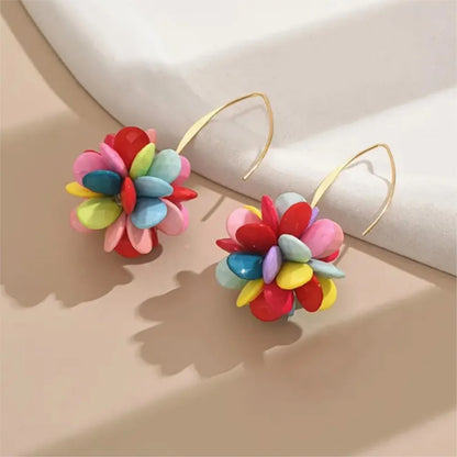 Bohemian Candy-Colored Beaded Flower Earrings – Cute Casual Jewelry Gift for Women