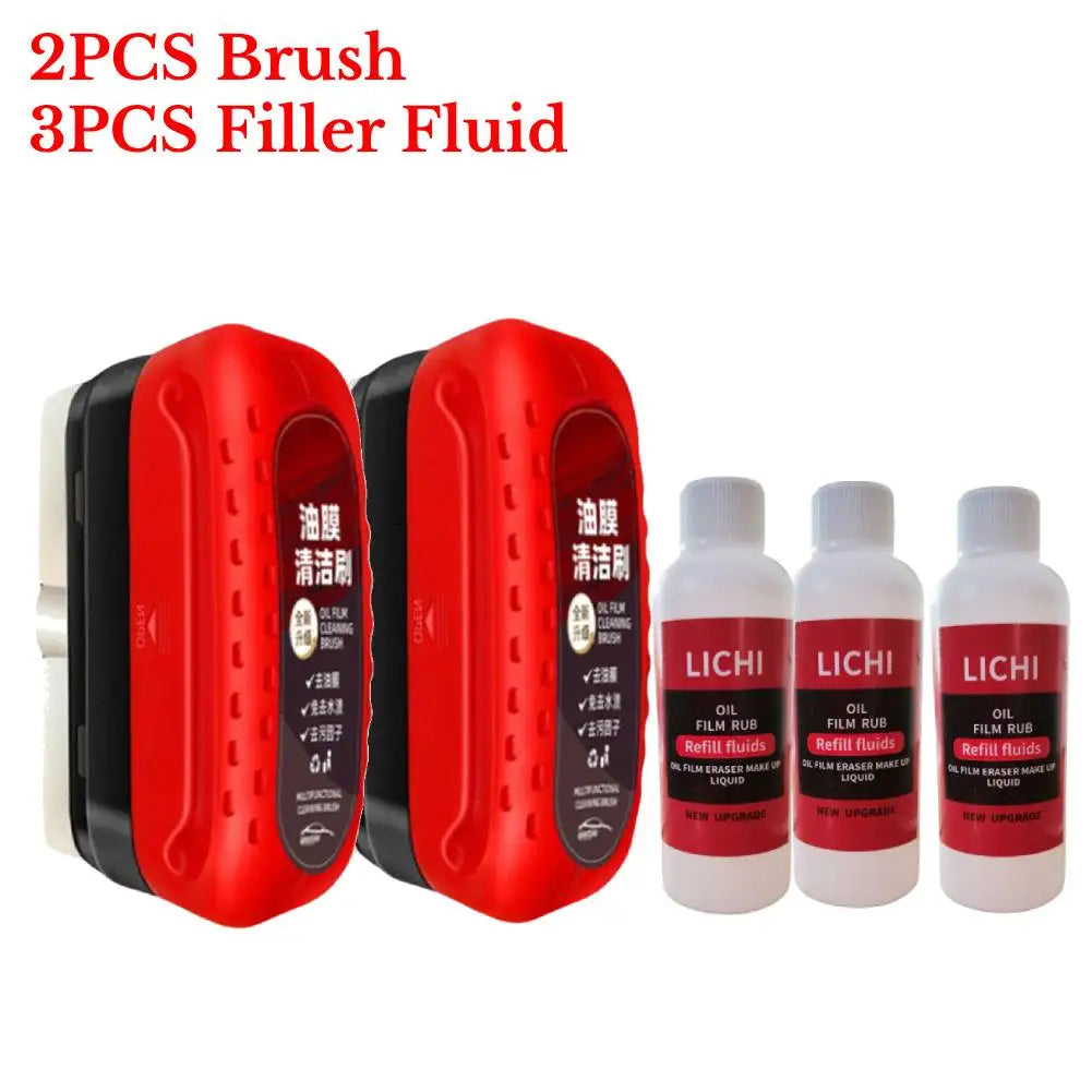 Car Glass Oil Film Remover – Powerful Windshield Cleaner with Sponge Brush for Water Spot & Stain Removal Auto Detailing