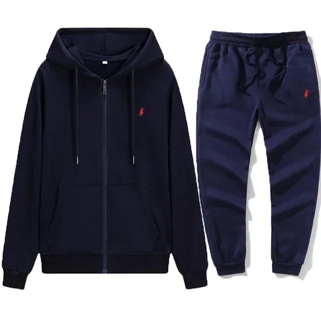 Men's Hooded Tracksuit Set - Classic Warm Hoodie & Sport Pants for Autumn and Winter