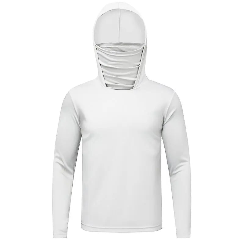 Men's Hooded Sun Protection Shirt - Lightweight Ice Silk Long Sleeve Cooling Pullover for Cycling & Fishing