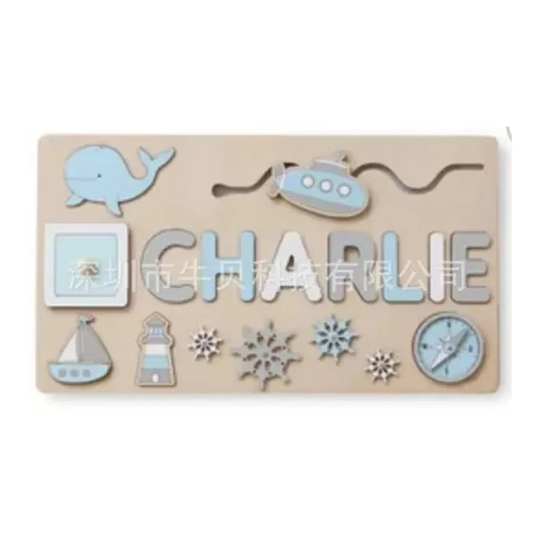 Montessori Personalized Wooden Name Puzzle — Custom Letter Board Educational Toy for Babies