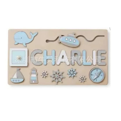 Montessori Personalized Wooden Name Puzzle — Custom Letter Board Educational Toy for Babies