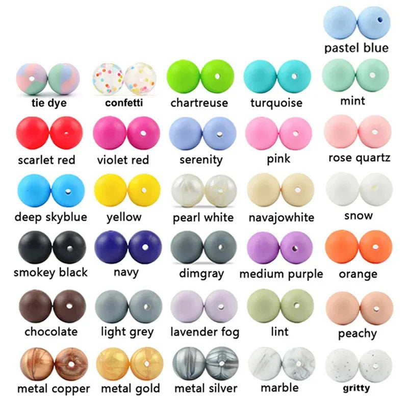 LOFCA Silicone Round Beads 20pcs - 9/12/15mm DIY Jewelry Making Beads for Bracelets, Keychains & Necklaces