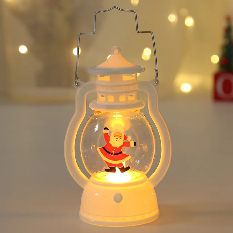 Portable LED Christmas Lanterns – Santa Claus & Snowman Indoor Decor, Battery-Powered for Home Xmas & New Year