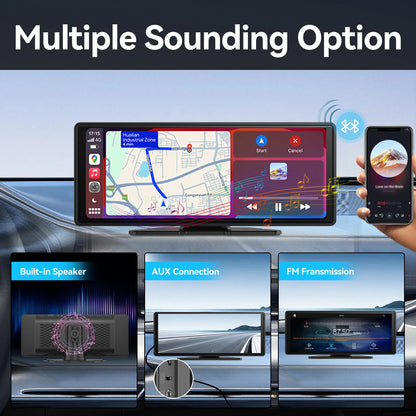 Portable Wireless CarPlay Screen - Universal Android Auto Touchscreen Car Stereo System