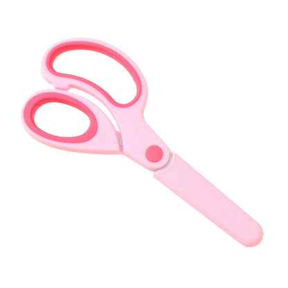 Kids Safety Scissors — Left-Handed Student Scissors with Sleeve for DIY, Paper Cutting & Stationery