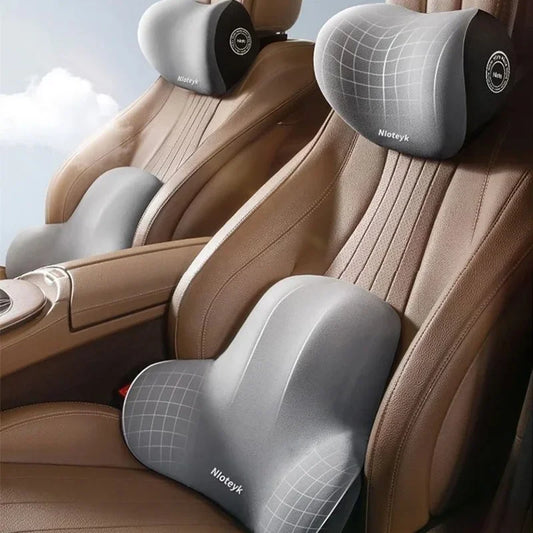 Memory Foam Car Neck & Lumbar Support Cushion – Universal Waist Pillow for Car Seat Comfort & Support