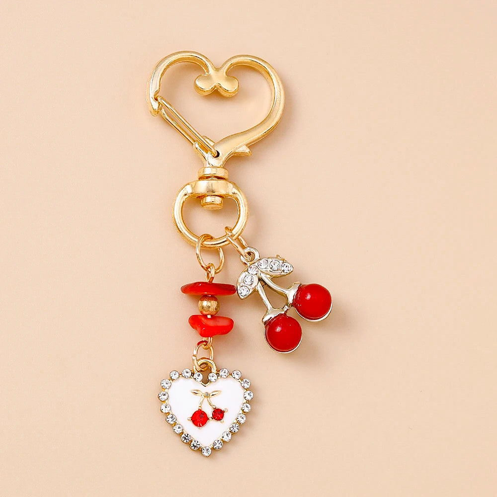 Cute Bowknot Heart Keychain - Crystal Pearl Pendant Charm for Women, Girls & Handbag Decoration