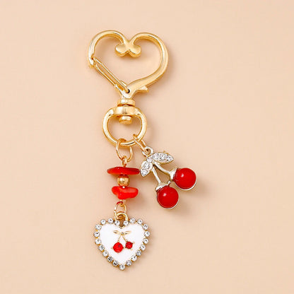Cute Bowknot Heart Keychain - Crystal Pearl Pendant Charm for Women, Girls & Handbag Decoration