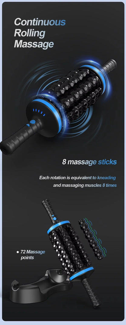 Cordless 360° Roller Body Massager — Rechargeable Percussive Vibrator for Muscle Relaxation, Back, Foot & Leg Therapy
