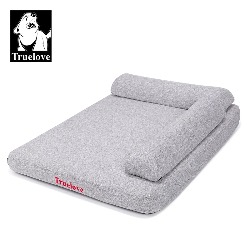TRUELOVE Memory Foam Pet Bed - Soft Linen Fabric Dog & Cat Bed with Pillow, Removable Washable Cover TLX1211
