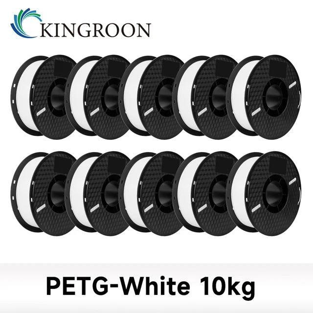 KINGROON 10KG PLA/ABS/PETG Filament 1.75mm – 10 Rolls Black, White, Gray for 3D Printing