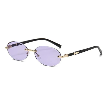 Rimless Rectangle Sunglasses – Unisex Small Square Fashion Shades, Lightweight UV Protection for Summer Travel