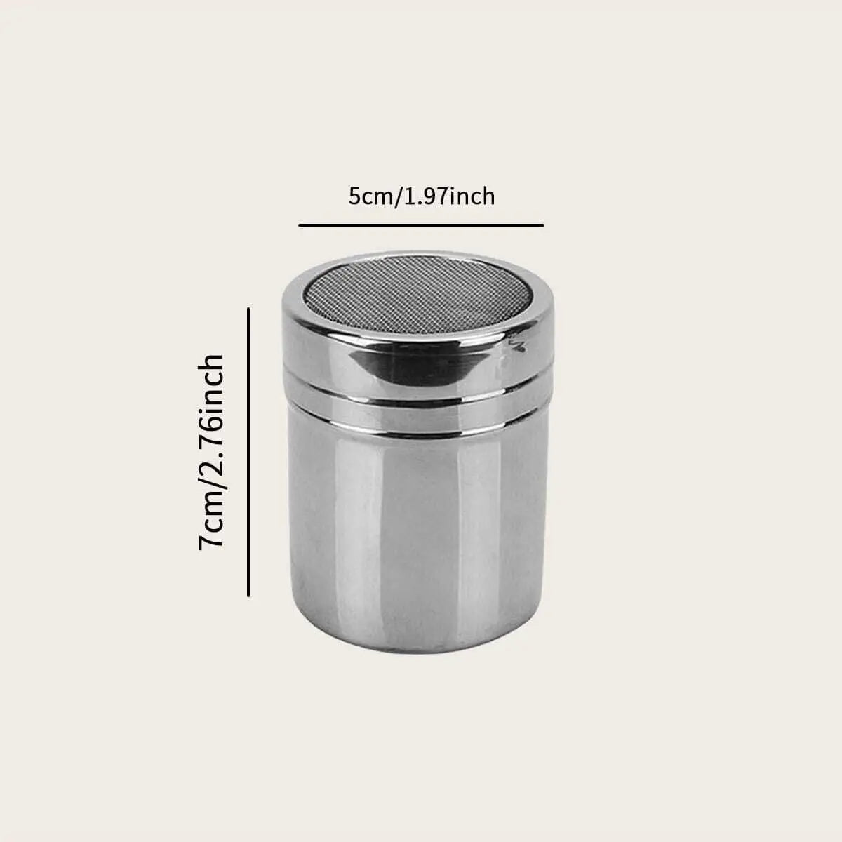Silver Stainless Steel Mesh Shaker – Dusting Spice Jar for Salt, Sugar, Pepper, Cocoa & Icing Powder