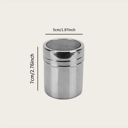 Silver Stainless Steel Mesh Shaker – Dusting Spice Jar for Salt, Sugar, Pepper, Cocoa & Icing Powder