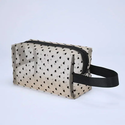 Nylon Mesh Heart-Shaped Cosmetic Bag — Zipper Toiletry & Makeup Organizer Pouch for Women, Multifunctional Lipstick, Key, and Coin Purse