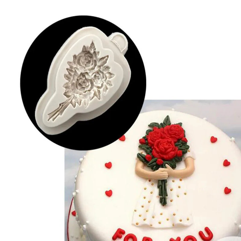 Silicone Flower Bouquet Molds for DIY Cake Decorating - Fondant, Gum Paste, Chocolate & Sugarcraft Border Tools