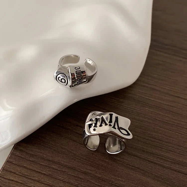 Personalized Girls' Open Ring – Retro Y2K English Letter Jewelry Accessory, 1/2pcs Party Gift