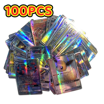 Pokémon TCG V, VMAX, GX & EX Holographic Cards - 60/100-Piece French and English Collectible Card Set for Fans and Gifts