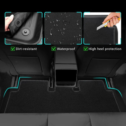 Tesla Model Y Juniper 2025+ TPE Floor Mats Set – Premium All-Weather Cargo & Trunk Liner, Wear-Resistant Car Interior Foot Protection Mats