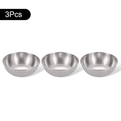 3/6-Piece Stainless Steel Sauce Dishes – Appetizer & Spice Serving Plates for Kitchen