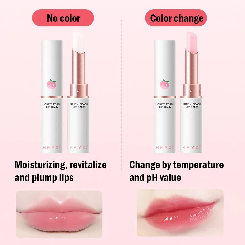 Honey Peach Color-Changing Lip Balm & Lipstick – Hydrating Lip Plumper, Moisturizing & Nourishing Beauty Care Cosmetics for Soft Smooth Lips