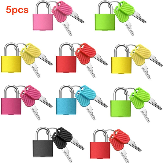 5PCS Mini Steel Padlock – 22mm Travel Suitcase, Diary & Decoration Lock with 2 Keys and Colored Plastic Case