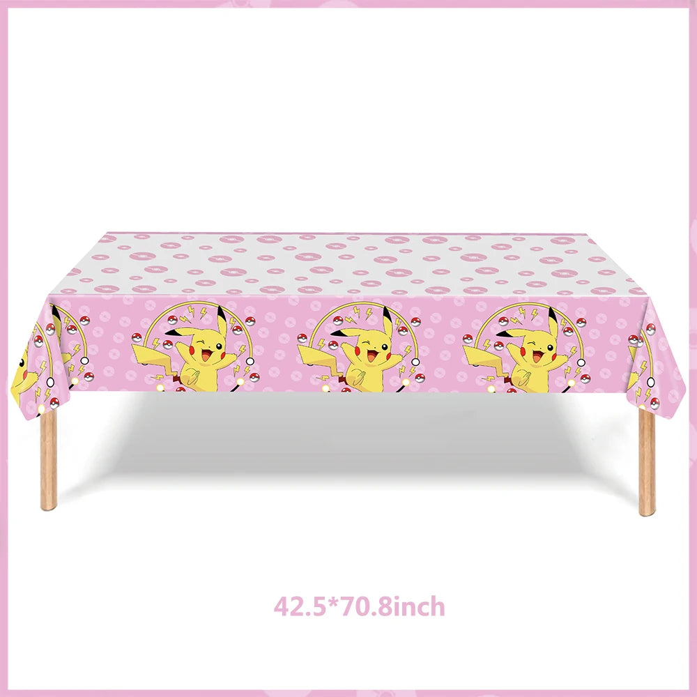 Pokemon Pikachu Tablecloth — Disposable Birthday & Baby Shower Party Table Cover, Kids Party Supplies