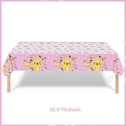Pokemon Pikachu Tablecloth — Disposable Birthday & Baby Shower Party Table Cover, Kids Party Supplies