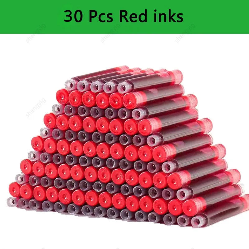 33PCS Kawaii Fountain Pen & Ink Set - Black Blue Red EF 0.38mm Replaceable Ink Pens for School Office Writing Supplies