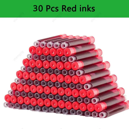 33PCS Kawaii Fountain Pen & Ink Set - Black Blue Red EF 0.38mm Replaceable Ink Pens for School Office Writing Supplies