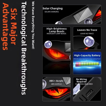 KEVANLY Solar Demon Eye Car Light - Dynamic Flashing Safety Warning & Vehicle Signal Light