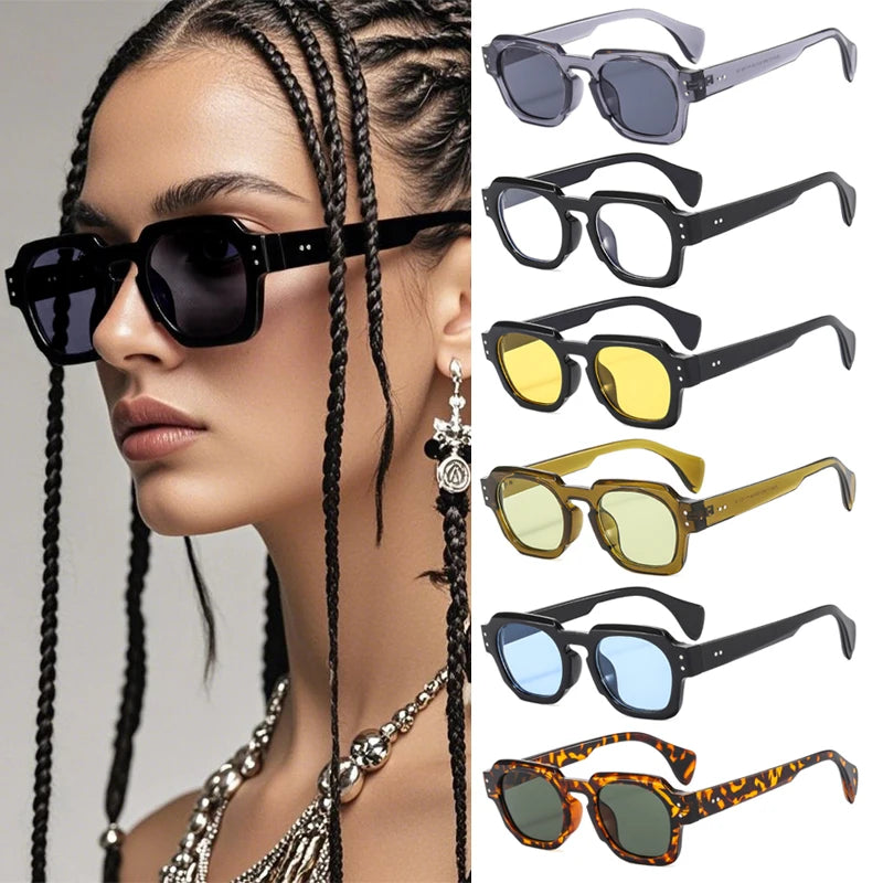 6PCS Square Anti Blue Light Glasses - Fashion Luxury Eyewear for Women Men Outdoor Driving and Daily Wear