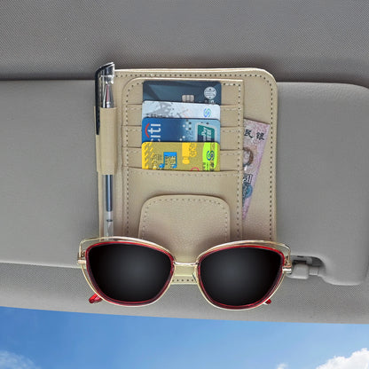 Car Visor Organizer – Multi-Pocket Pouch Bag for Cards, Glasses & Storage, Scratch-Resistant Auto Visor Holder for Car Interior