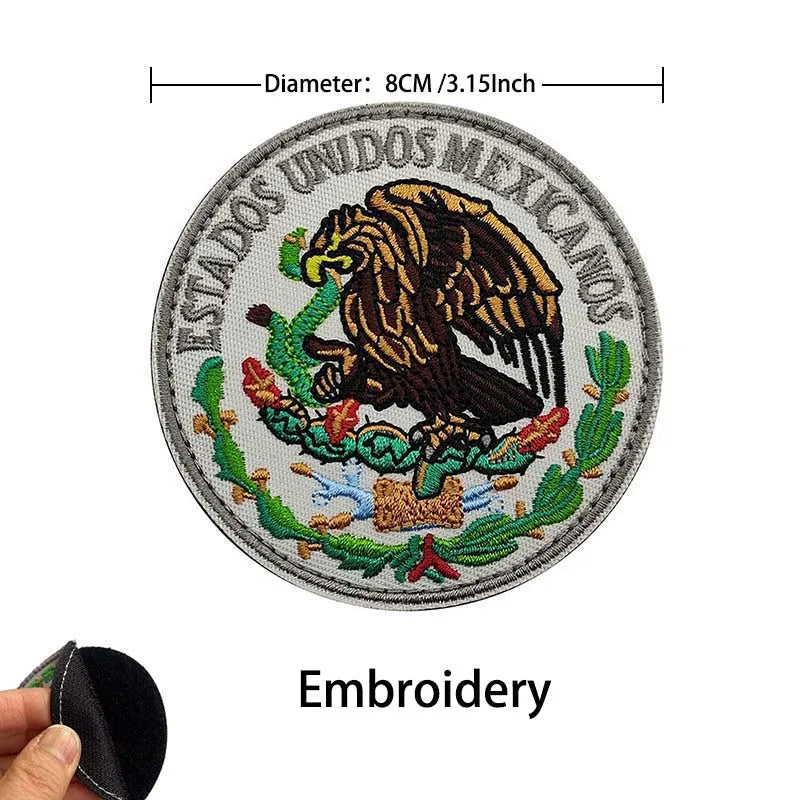 Mexico Flag Eagle Skull Patch - Embroidered Fabric & PVC Tactical Applique Badge for Bags and Gear
