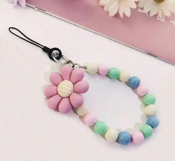 Colorful Macaron Beaded Phone Lanyard Wrist Strap – Anti-Lost Short Handheld Mobile Phone Chain Pendant for Women