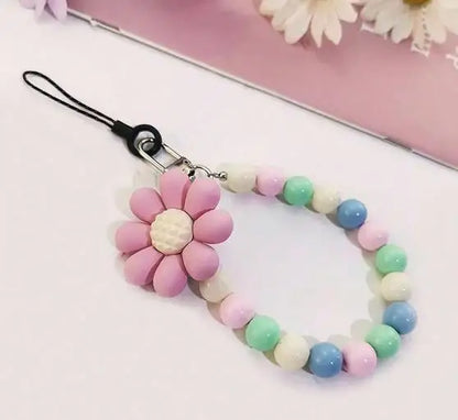 Colorful Macaron Beaded Phone Lanyard Wrist Strap – Anti-Lost Short Handheld Mobile Phone Chain Pendant for Women