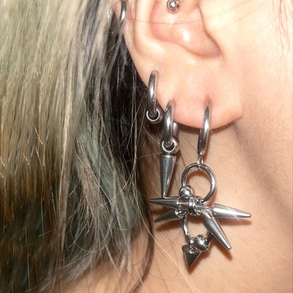Gothic Tiger Nail Earrings - Punk Rivet Grunge Rock Chain Jewelry for Women