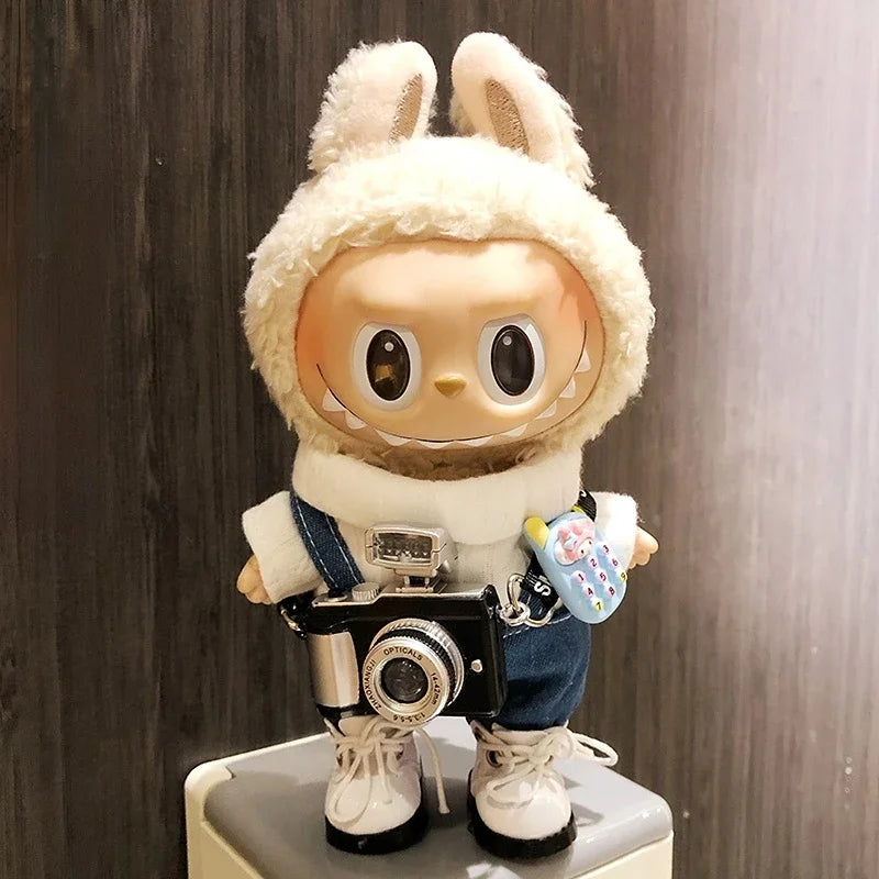 17cm Labubu Idol Dolls Clothes - Kpop EXO DIY Accessories, Cute Mini Plush FEAR Hoodie Se