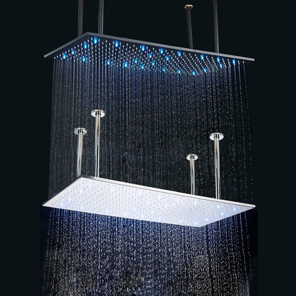 Black Ceiling Mounted LED Rainfall Shower Head – Intelligent Remote Control Concealed Waterfall Tap