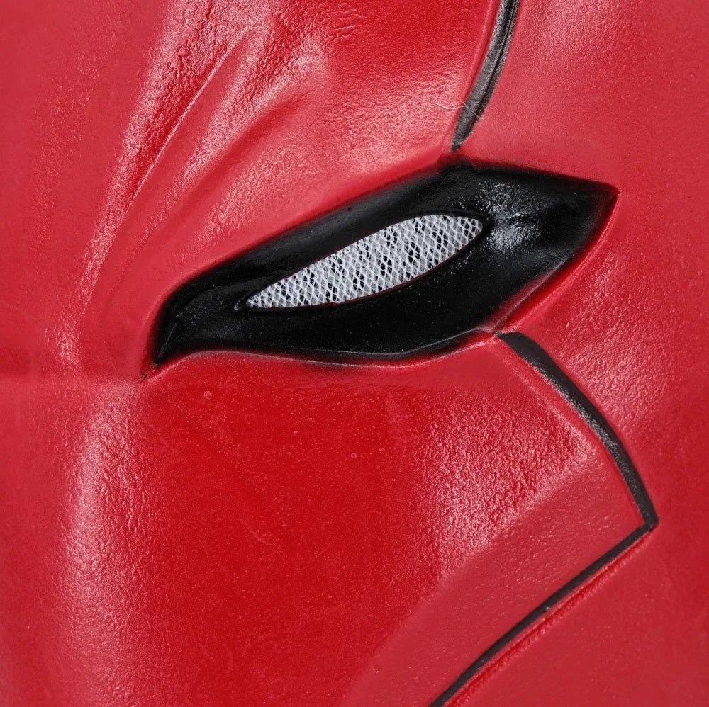 Red Hood Superhero Cosplay Mask — Latex Helmet for Adults, Halloween, Carnival & Masquerade Costume Prop
