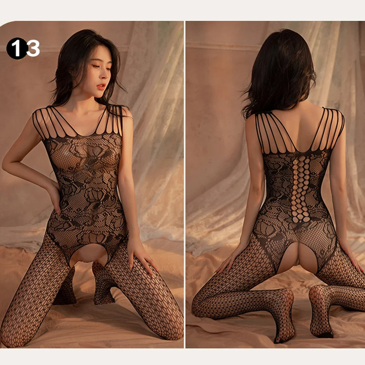 High Waist Mesh Pantyhose – Sexy Fishnet Lingerie Bodysuit with Stretch Open Crotch for Erotic & Bondage Wear