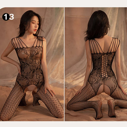 High Waist Mesh Pantyhose – Sexy Fishnet Lingerie Bodysuit with Stretch Open Crotch for Erotic & Bondage Wear