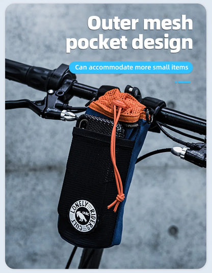 C-HOLD Bike Handlebar Stem Bag — Insulated Water Bottle & Snack Storage Pouch for Touring, Commuting, Bikepacking