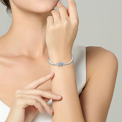 New 925 Sterling Silver Snake Chain Charm Bracelet – Fits Original 925 Pendant Charms & Beads, Heart Bracelet Jewelry for Women