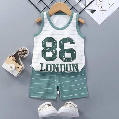Kids Summer Vest & Shorts Set - Cotton Sleeveless T-Shirt Outfit for Boys & Girls