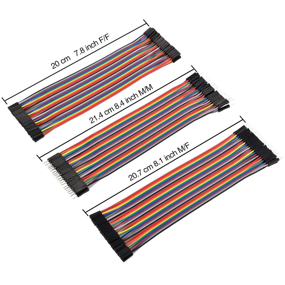 40PIN 20CM Dupont Jumper Wire Cable - Male to Male, Female to Male & Female to Female for Arduino DIY Kit