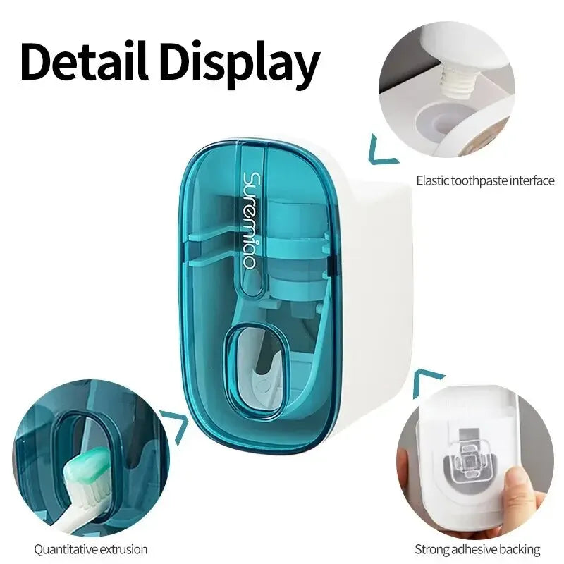 Automatic Toothpaste Dispenser & Toothbrush Holder – Wall-Mount Bathroom Accessories, Lazy Toothpaste Squeezer